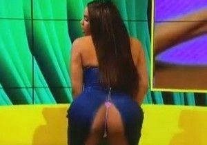 Lateysha Grace BBB mostra calcinha e bunda grande durante entrevista